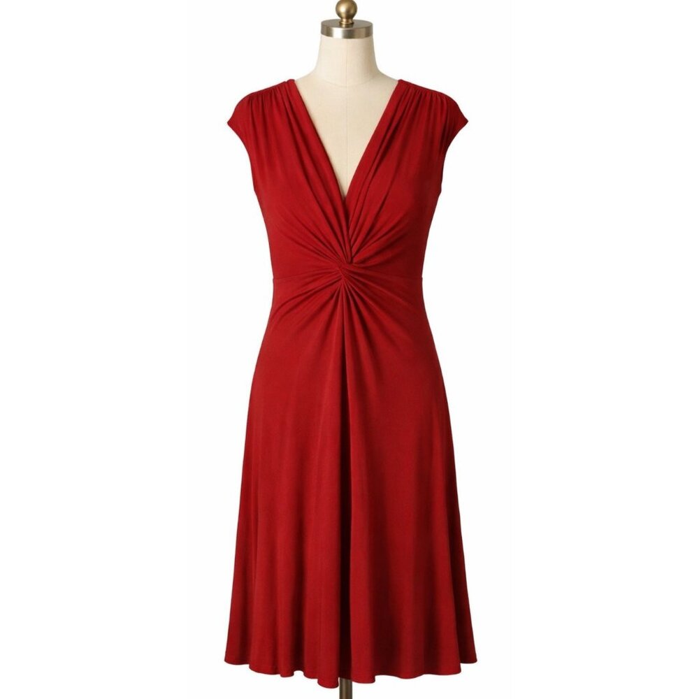 Velvet Anthropologie Dress Womens Small Red Sleeveless V Neck Twist Front‎ Event
